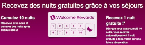 Programme “réservez 10 nuits avec nous, le 11e est gratuite”. Source : hotels.com
