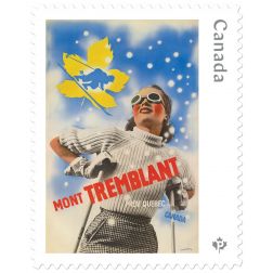 Tremblant parmi cinq timbres illustrant des affiches touristiques du XXe siècle
