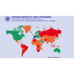 Voyage : la carte actualisée des pays verts, orange, rouges